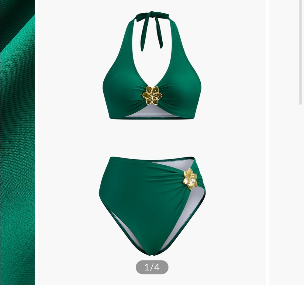 Commense Green Bikini with metal flower detail